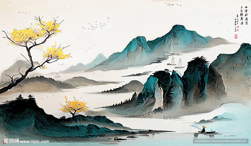 禪境水墨山水畫