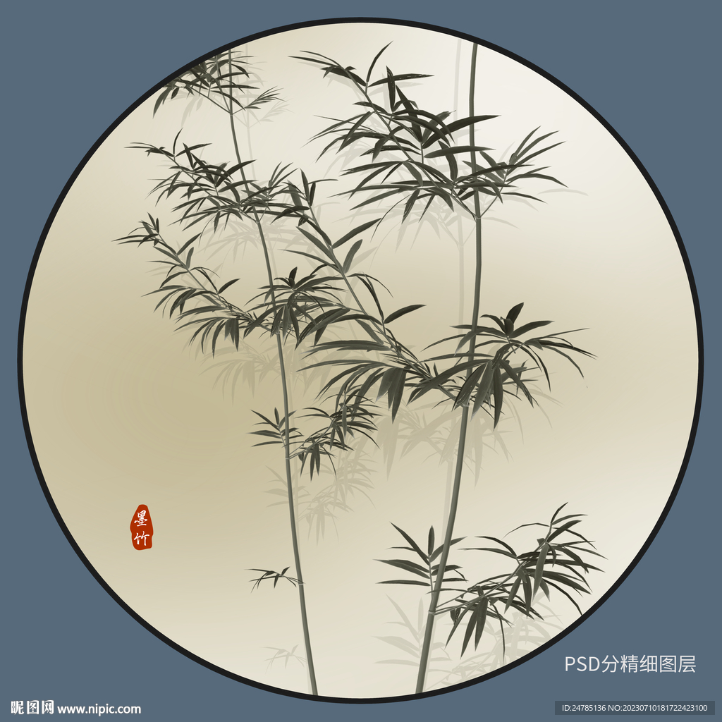 水墨竹子玄關畫