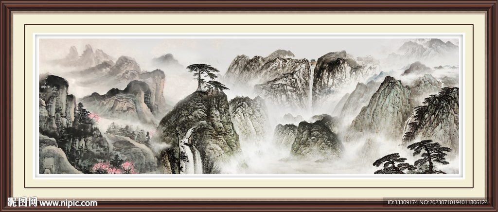 迎客松山水畫