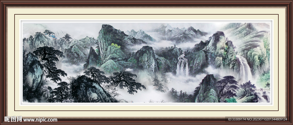 迎客松山水畫