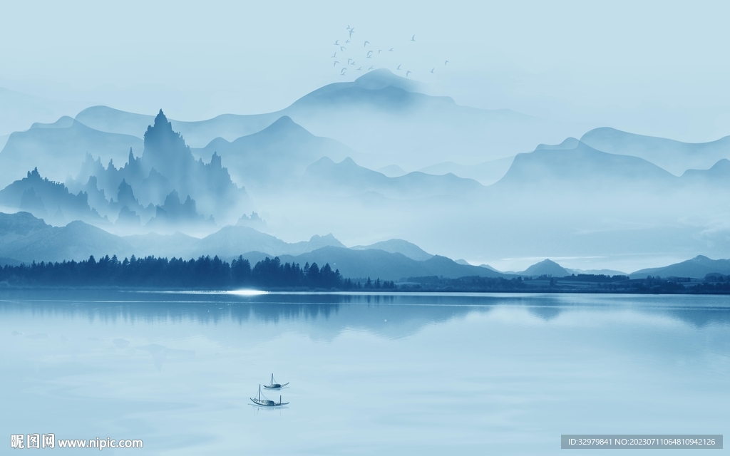 人氣 高端中式山水 Tif分層