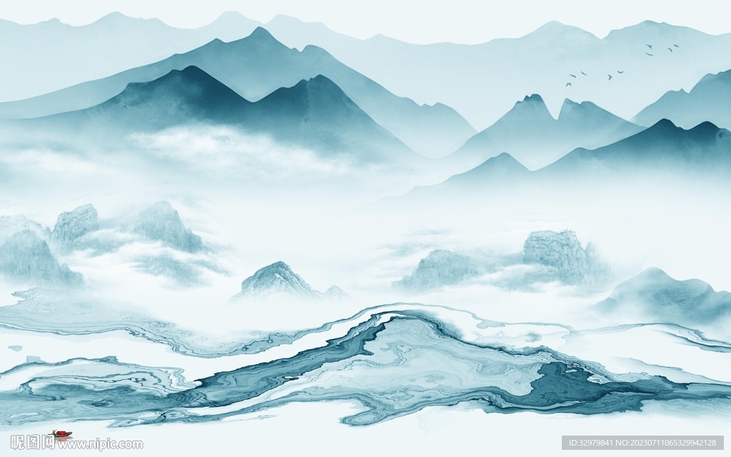 大氣 高端中式山水 Tif分層