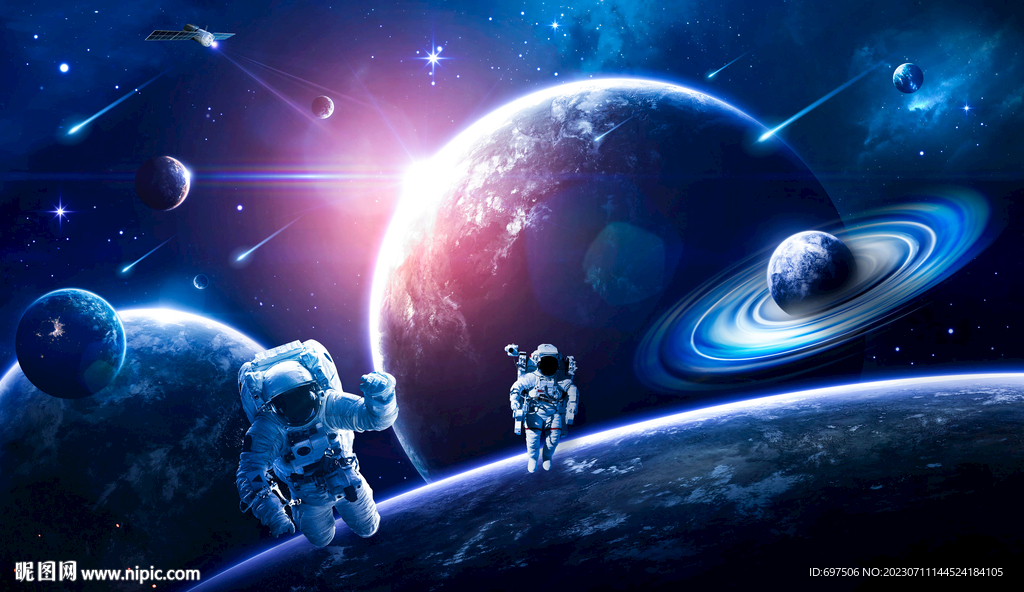 太空宇航員星球銀河宇宙航天背景