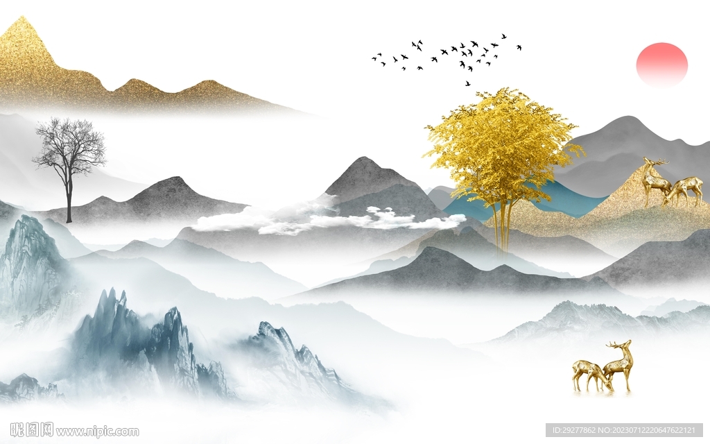電視 簡(jiǎn)約意境山水 TIF分層