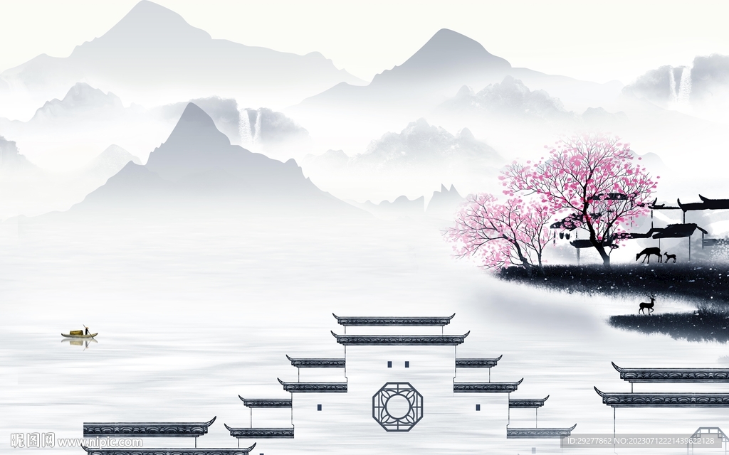 高雅 簡約意境山水 TIF分層