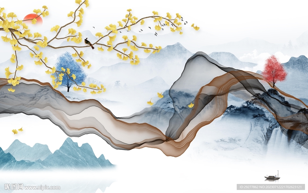 高檔 簡約意境山水 TIF分層
