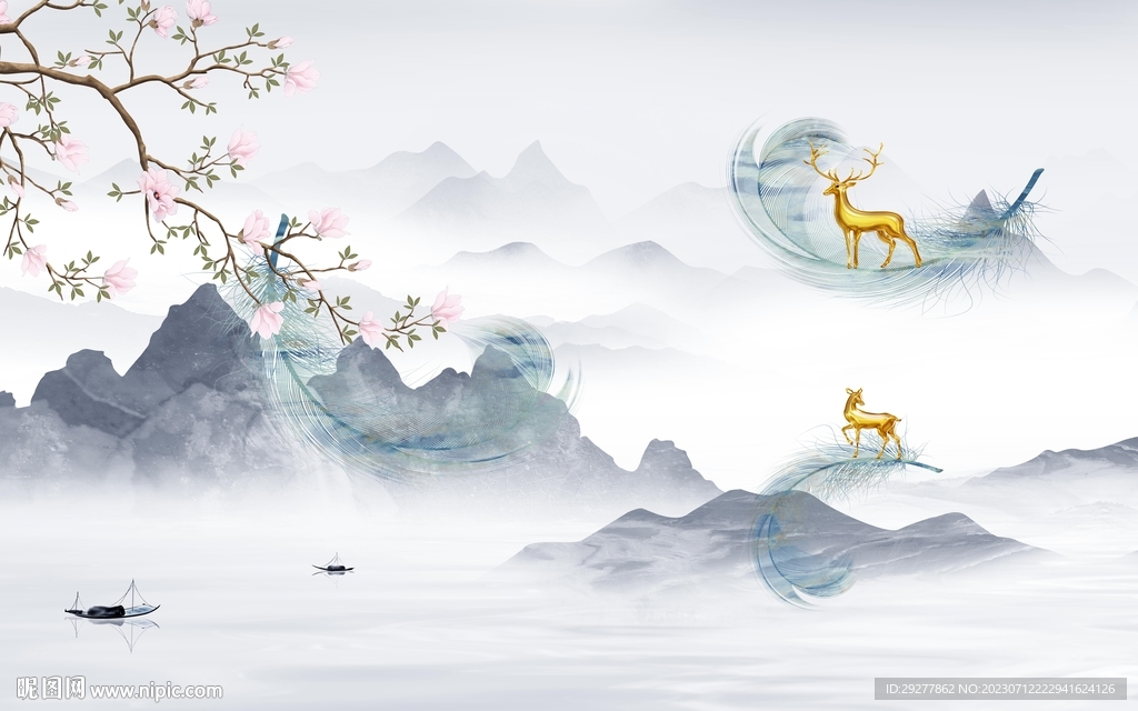 大氣 簡約意境山水 TIF分層