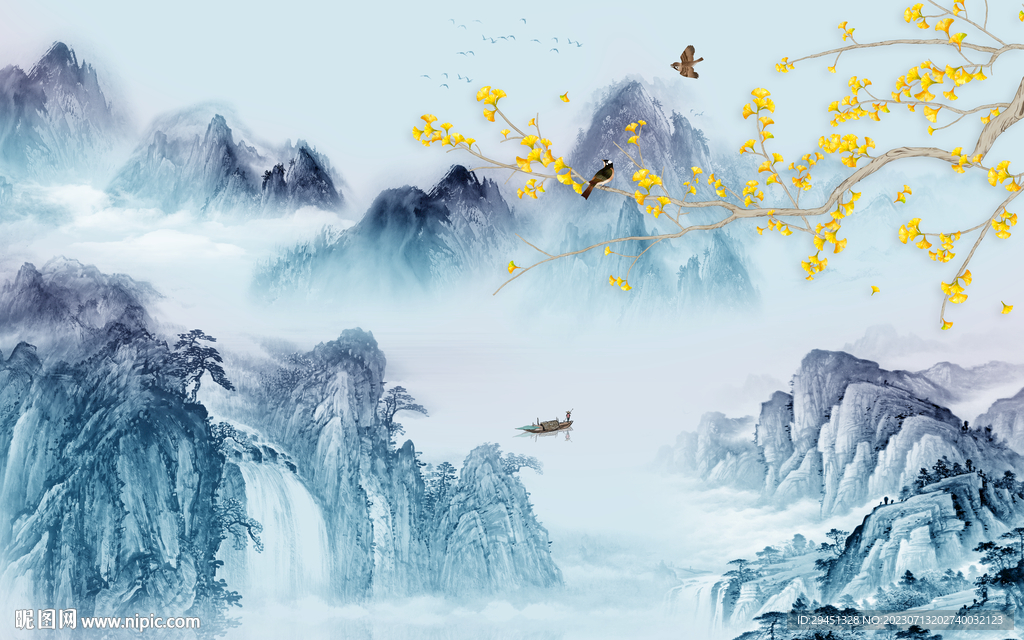 現代 最新背景山水 tif分層