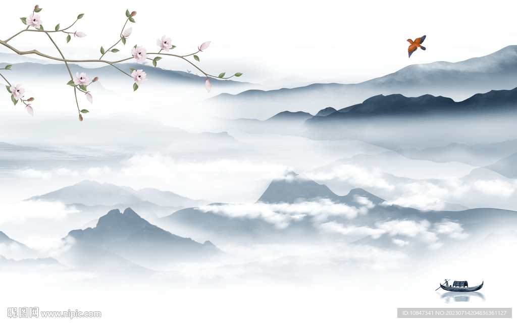 高端 大氣簡約山水 TIF分層