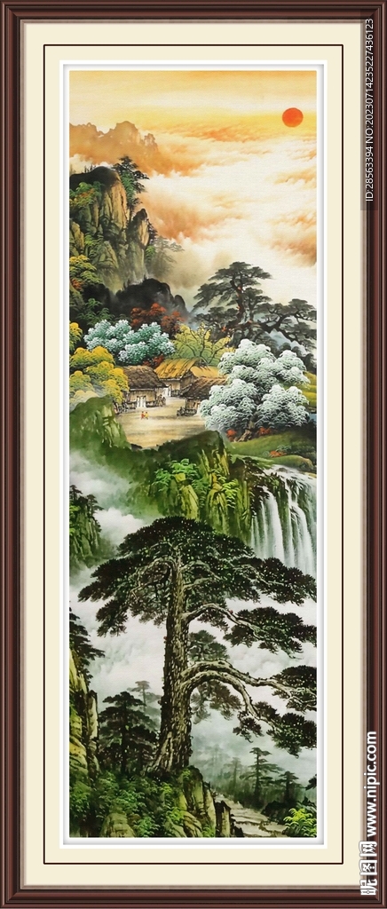 迎客松玄關山水畫
