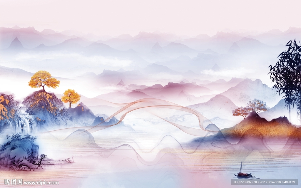 現代 中式新款山水 tif分層