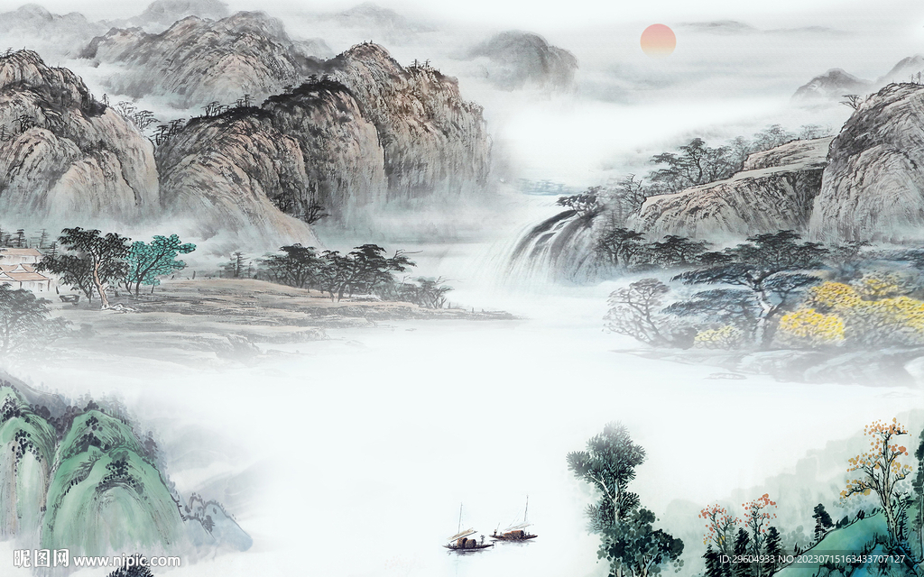 人氣 中式背景山水 TIf分層