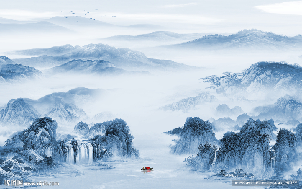 高清 中式背景山水 TIf分層