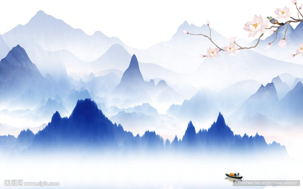 別墅 新款中式山水 tif分層