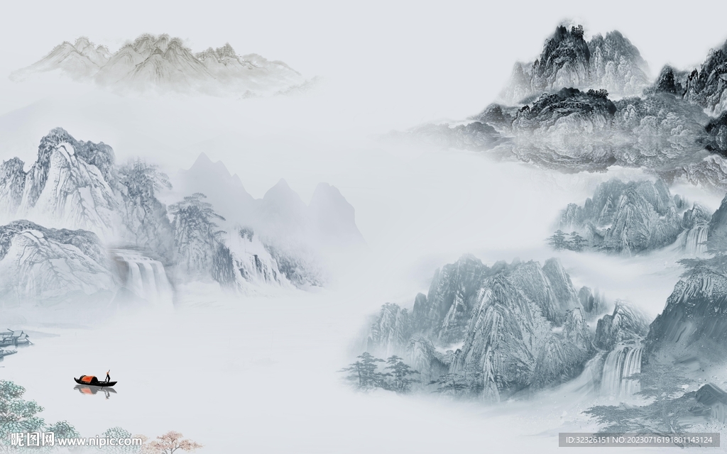 高端 高檔客廳山水 tif分層