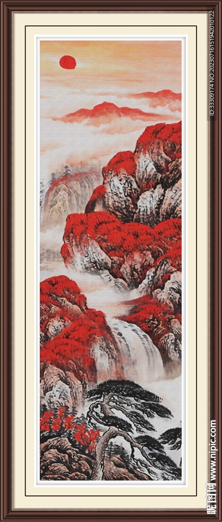 豎幅財源滾滾國畫山水