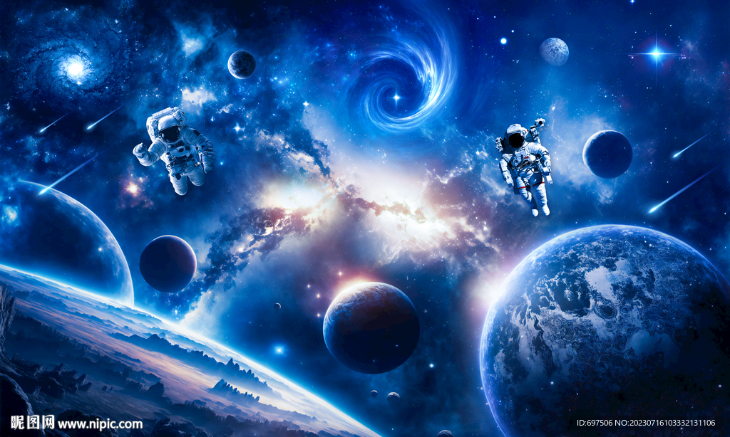 宇宙太空星球宇航員銀河星空背景