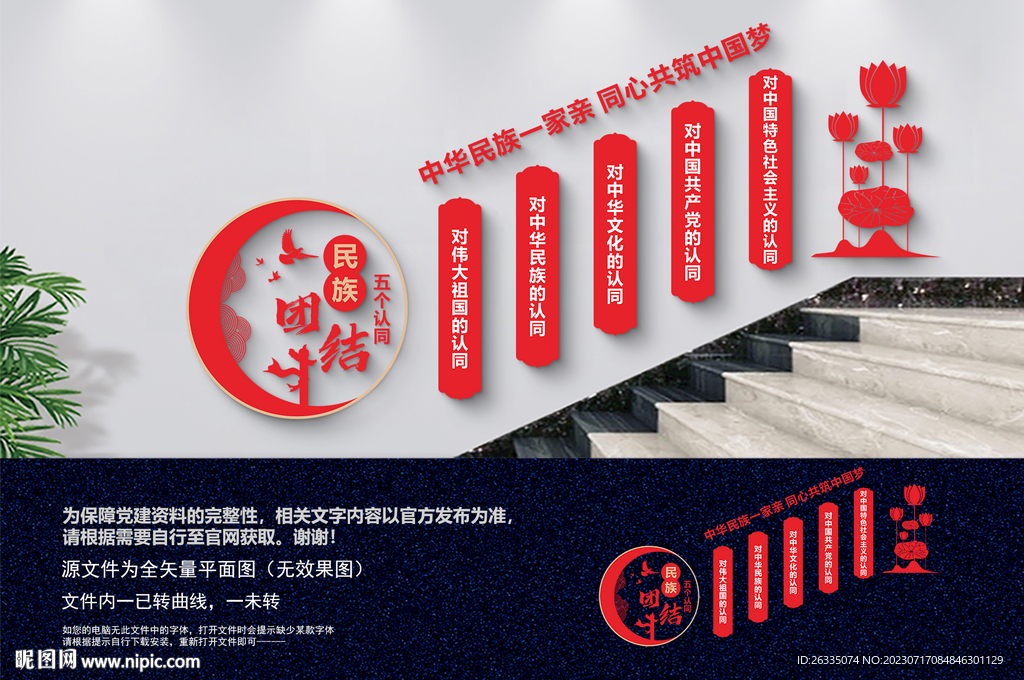 民族團結(jié)五個認(rèn)同樓梯文化墻
