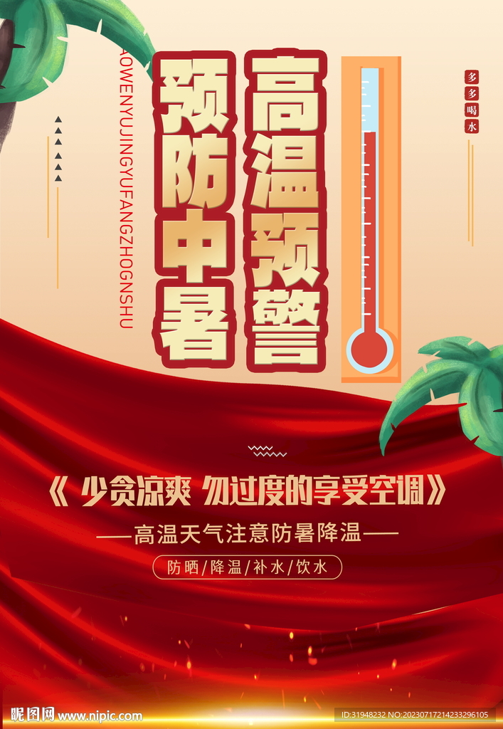 高溫預警預防中暑海報
