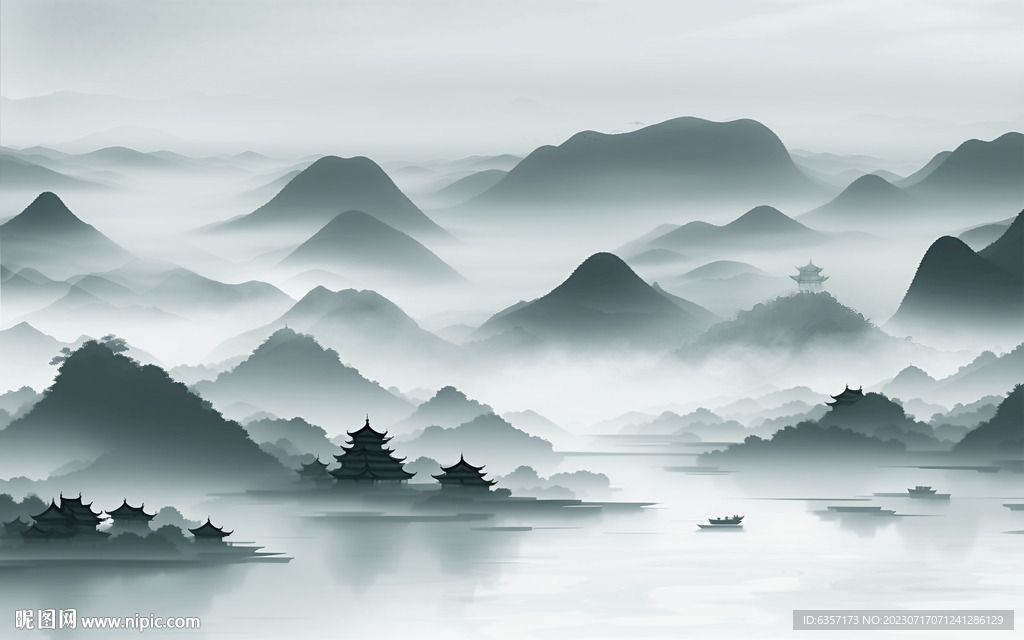 水墨山