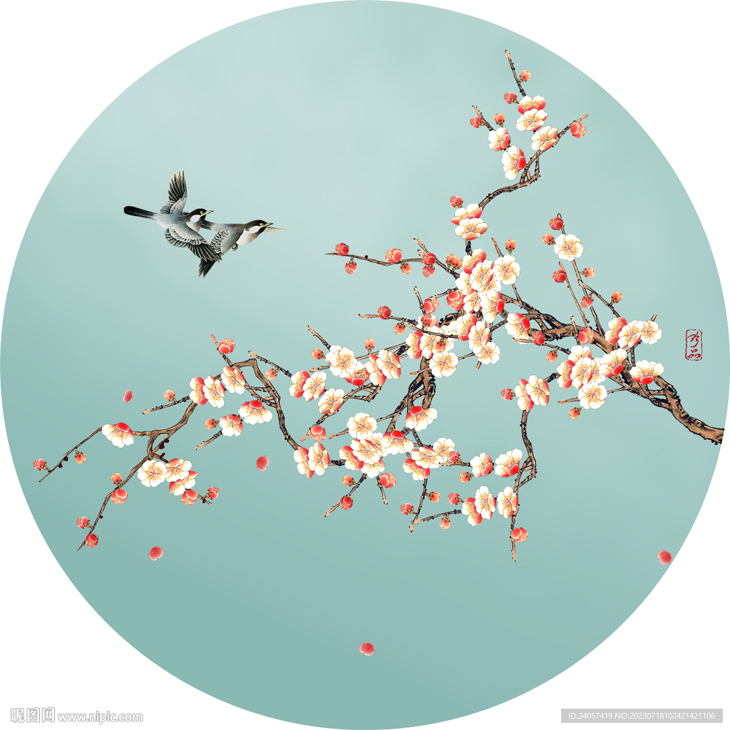 工筆花鳥梅花