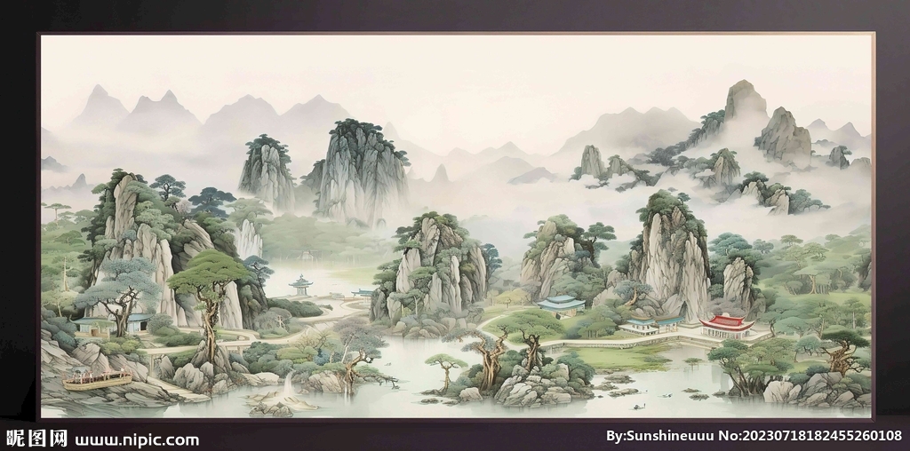 山水畫裝飾畫無框畫