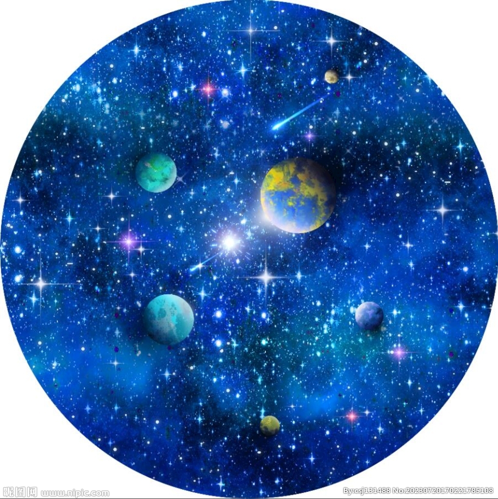 圓形藍色星空背景