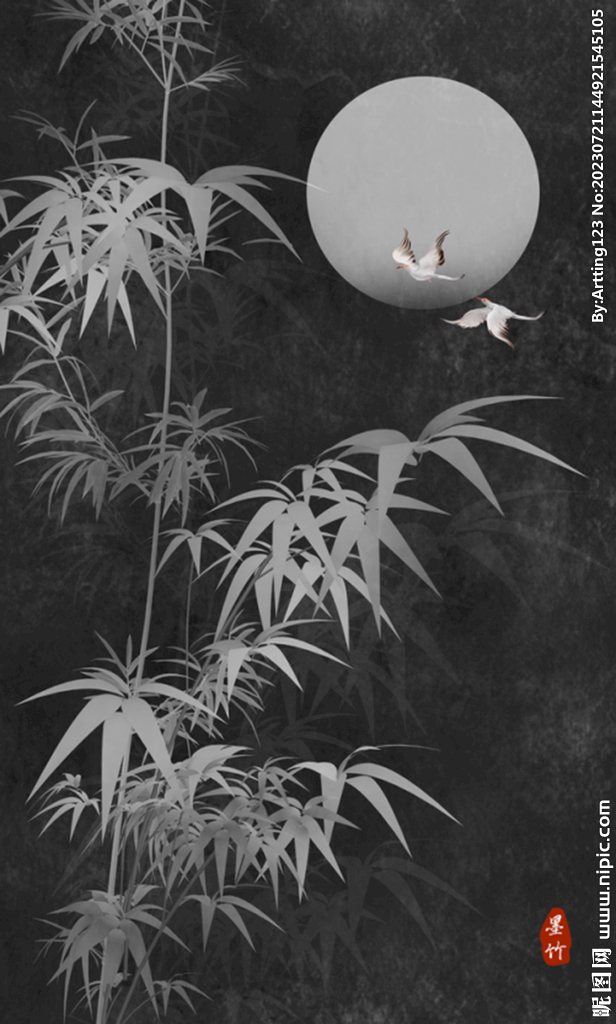 竹子壁畫