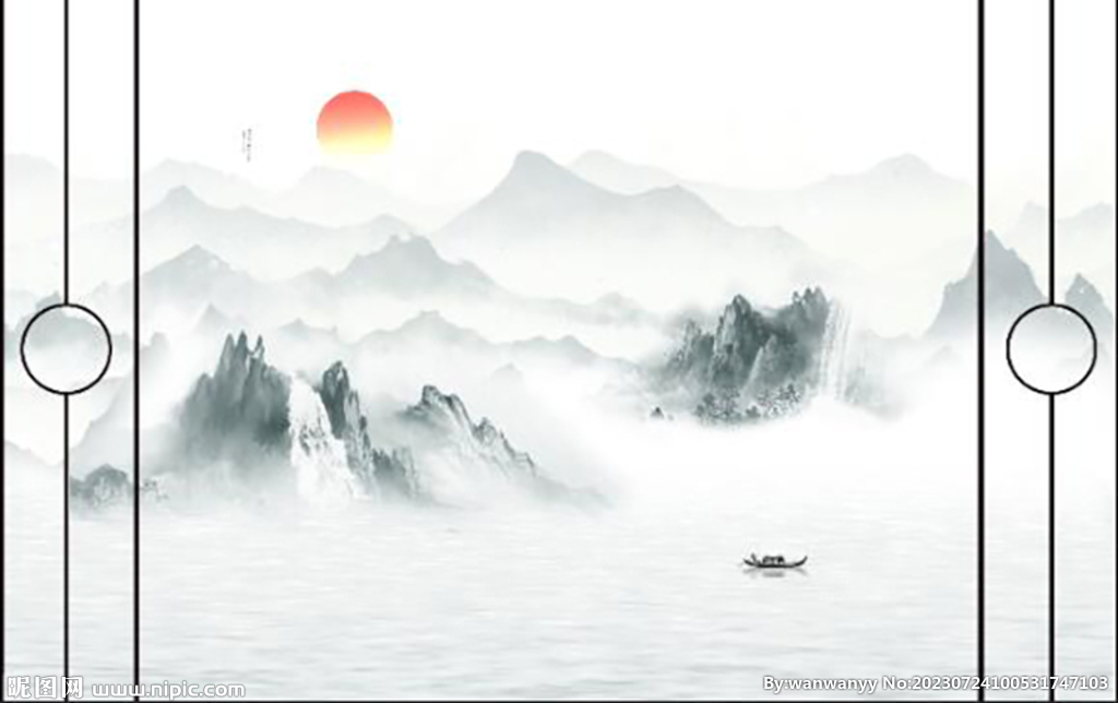 現(xiàn)代新中式山水背景墻
