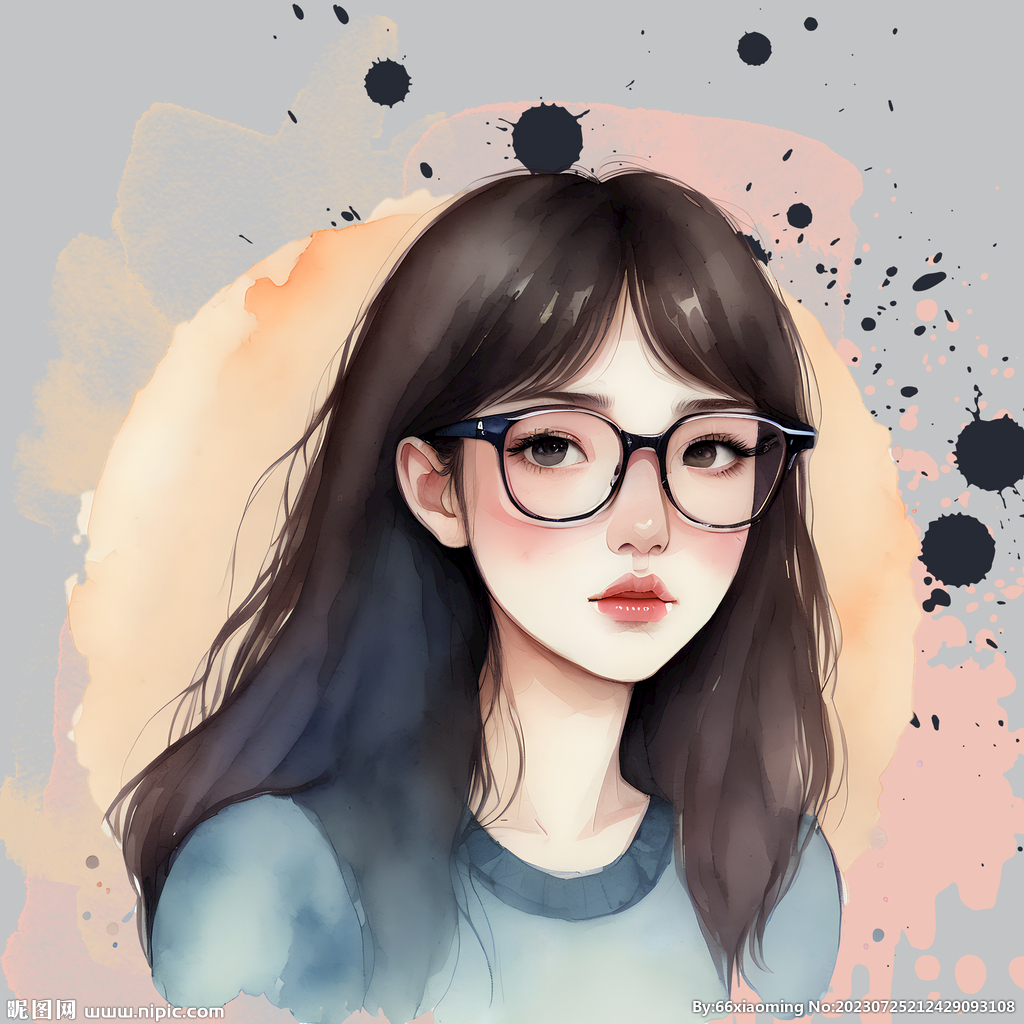 水彩美女頭像