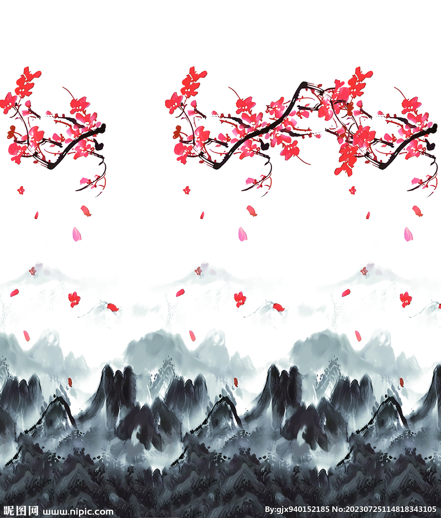 水墨桃花