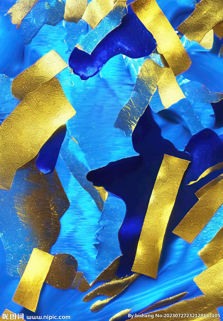 蓝色抽象金箔装饰画