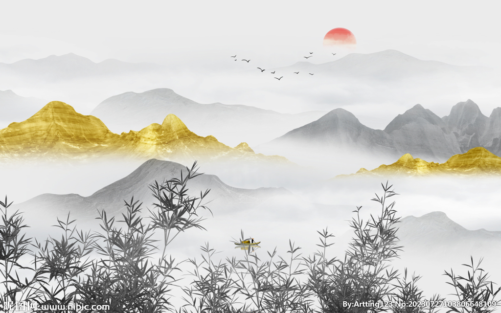 竹子山水畫