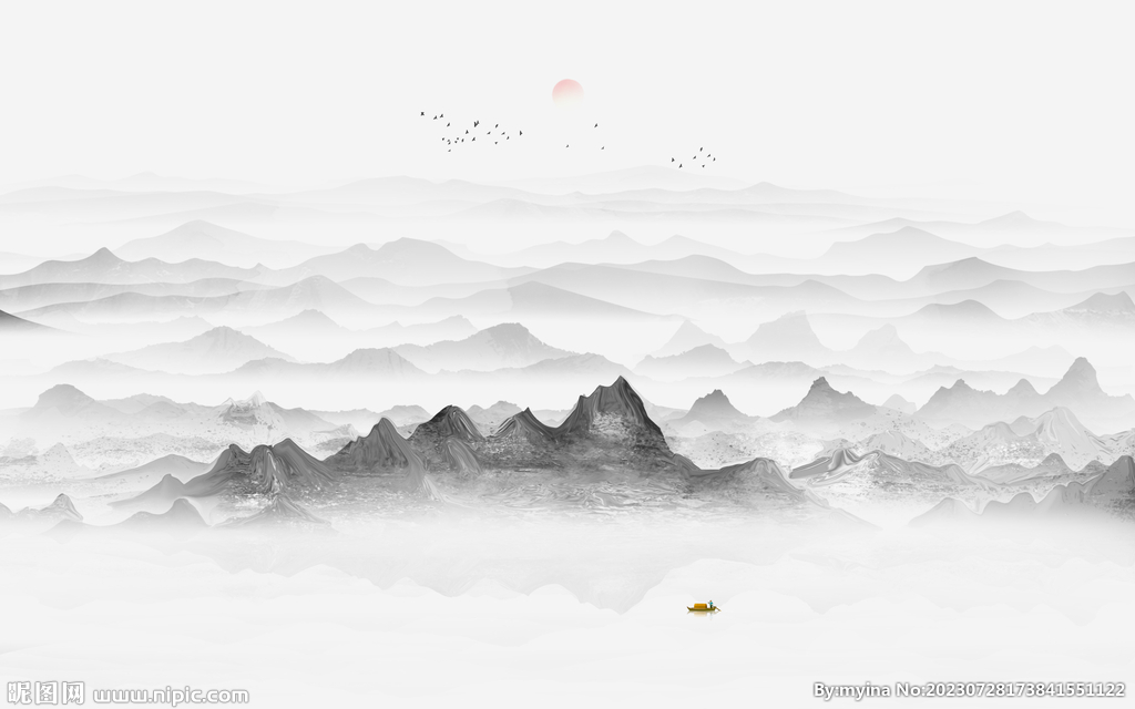 水墨山水風景畫