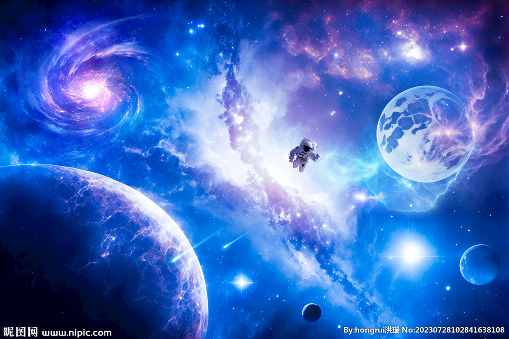 夢幻太空星球宇航員宇宙星空背景
