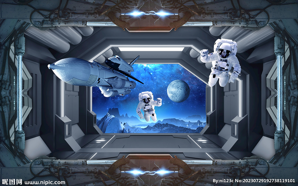 宇宙星空宇航員背景墻