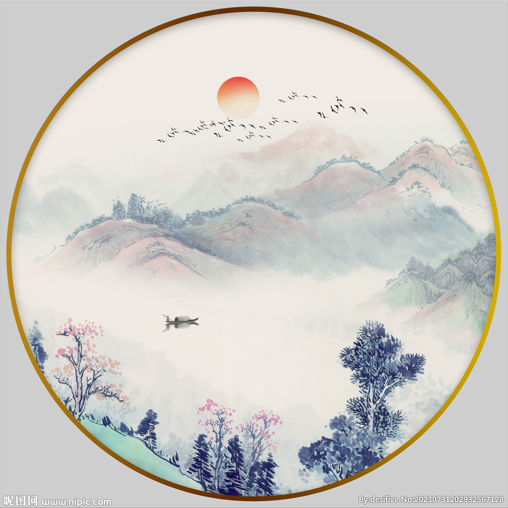 圓形水墨畫