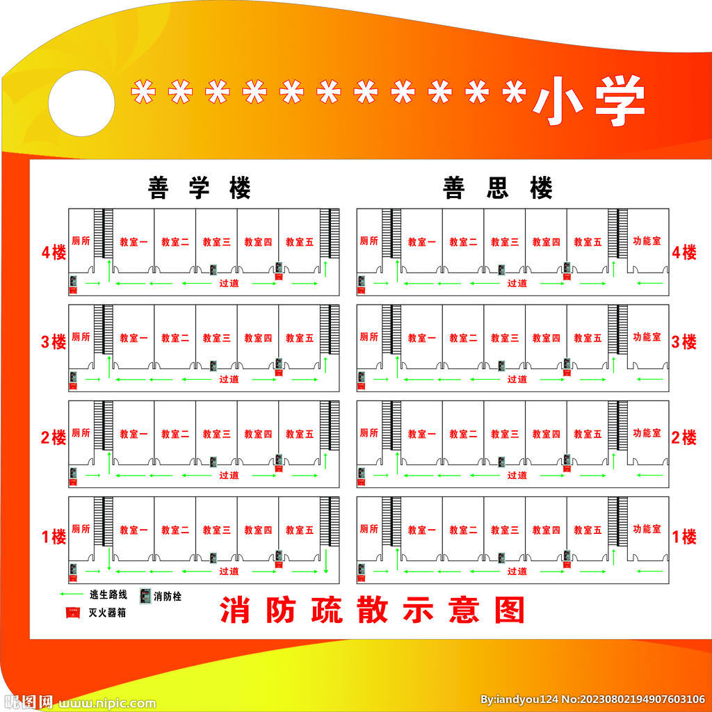 学校逃生示意图