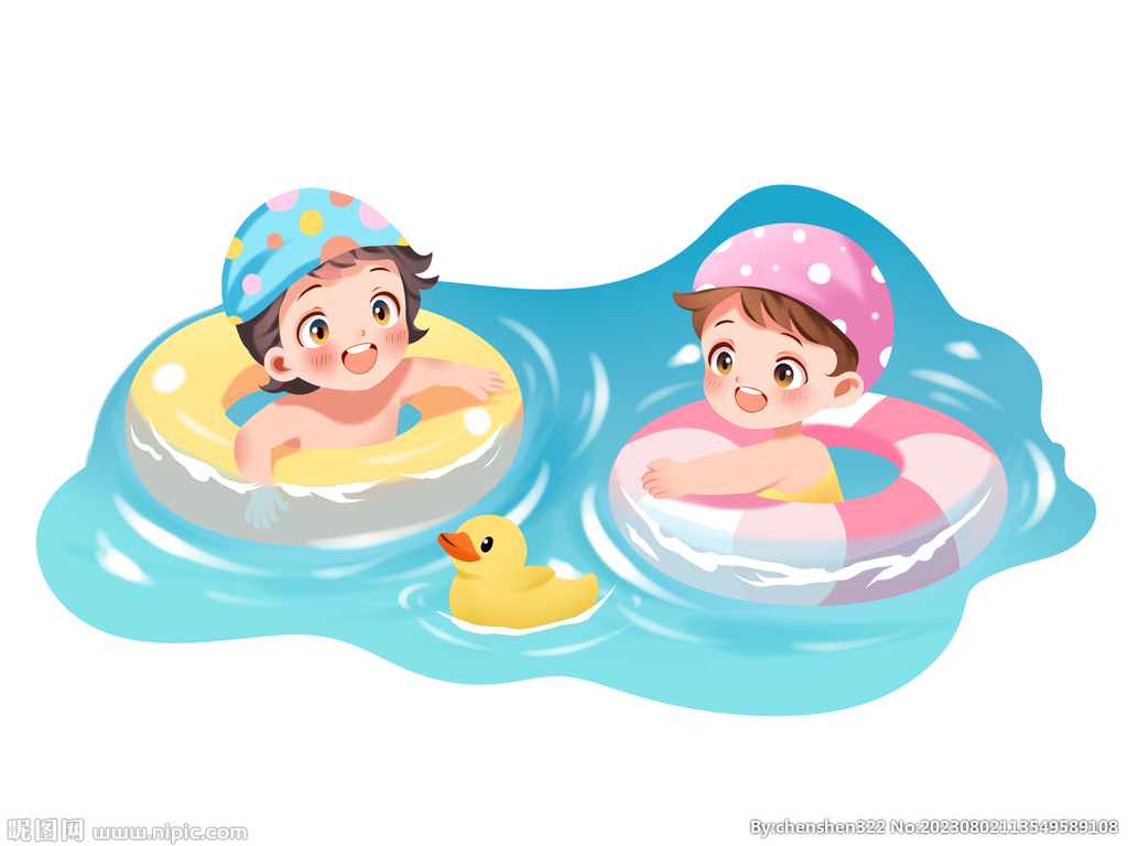 兒童游泳玩水手繪