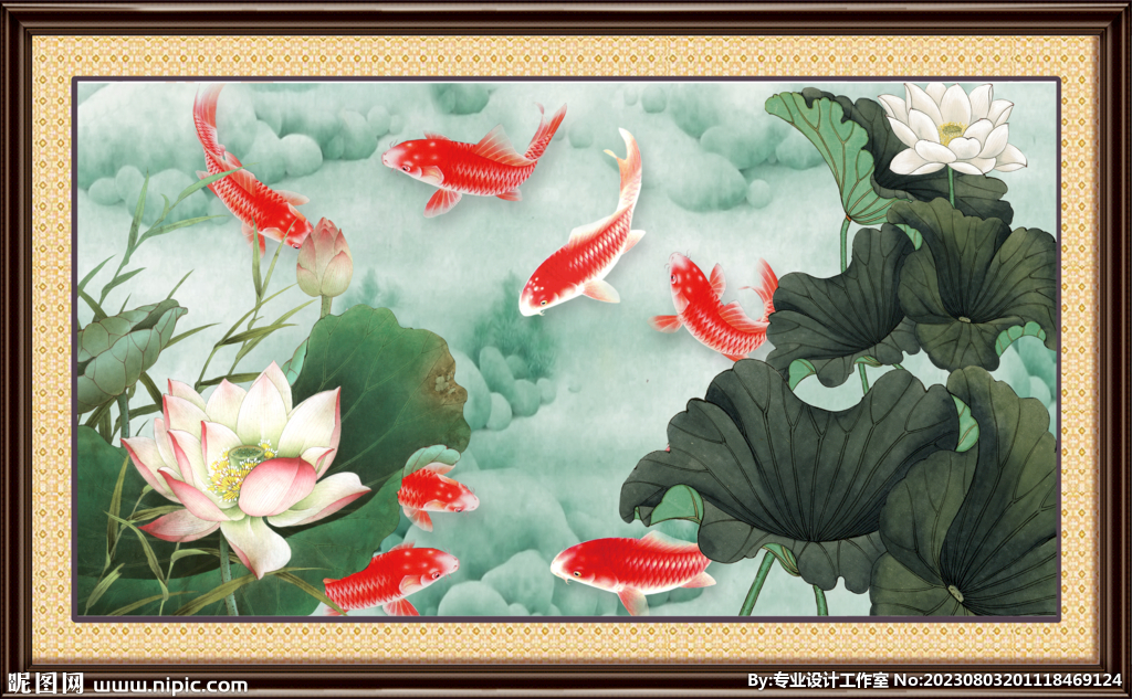 國畫荷花 