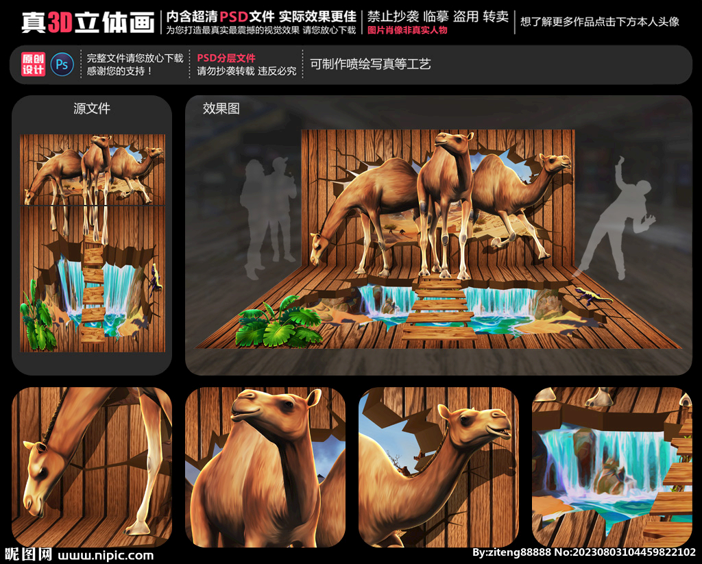 沙漠駱駝立體畫