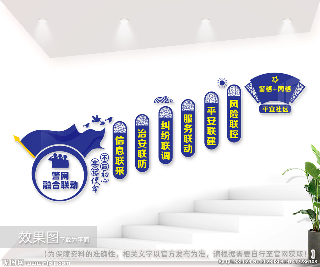 警網聯動樓梯文化墻圖片