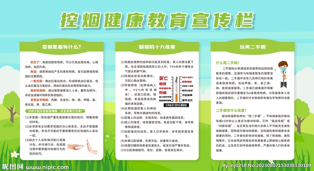 控煙戒煙禁煙健康教育宣傳欄