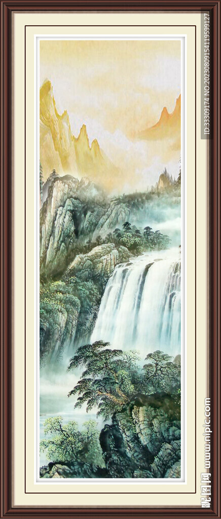 豎幅瀑布山水