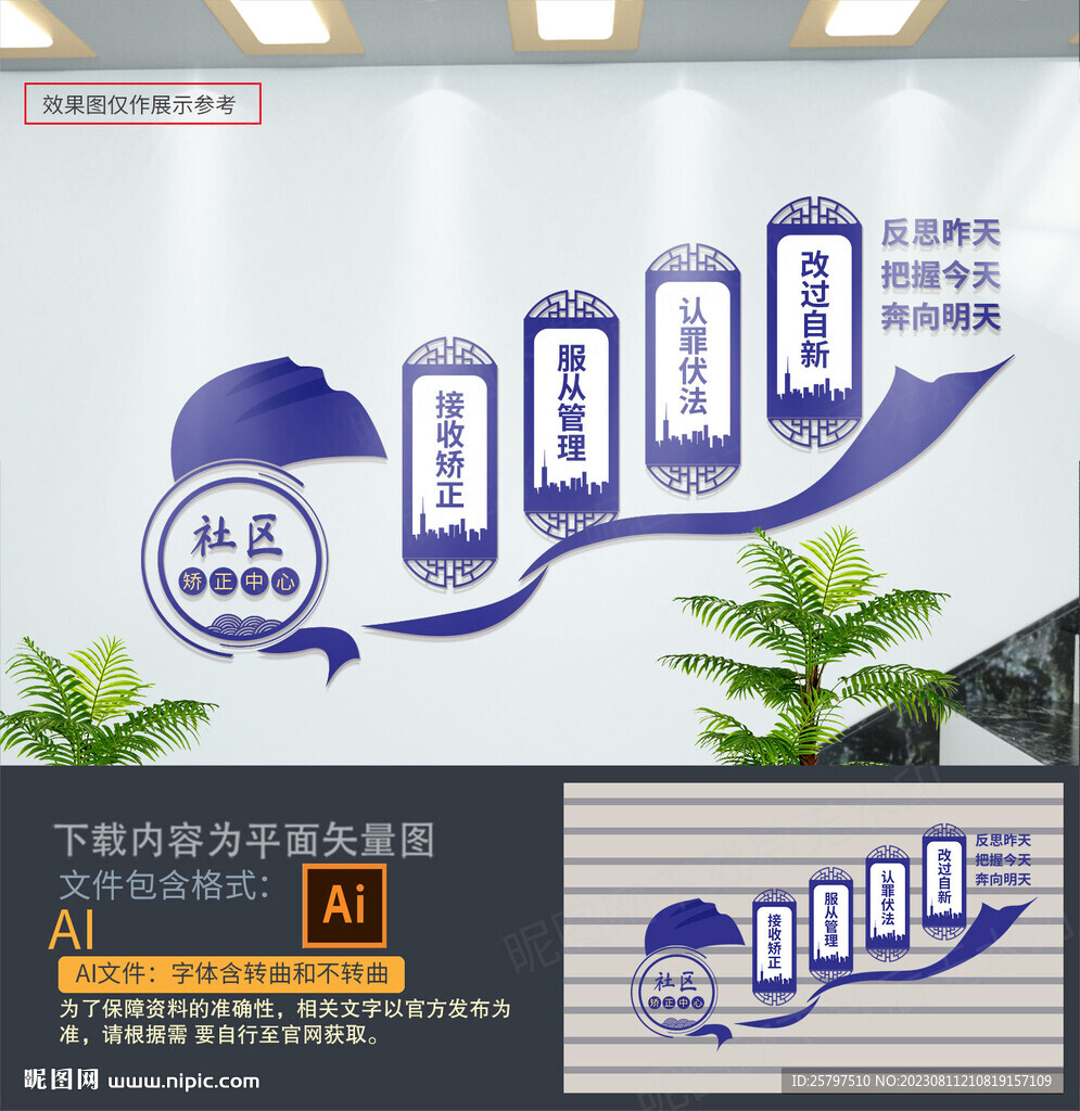 社區(qū)矯正中心樓梯文化墻
