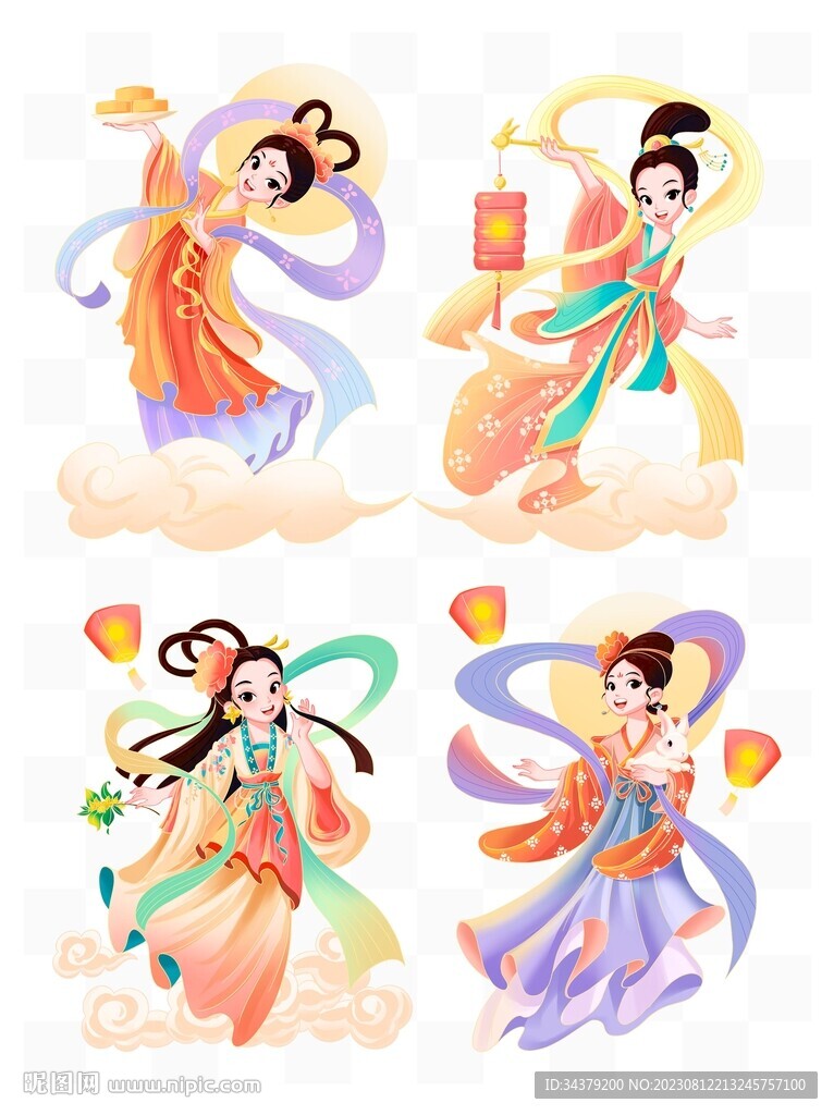 中秋節嫦娥奔月國潮元素