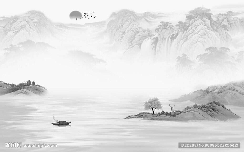 高雅 淡雅灰山水畫(huà) 灰色山水畫(huà)