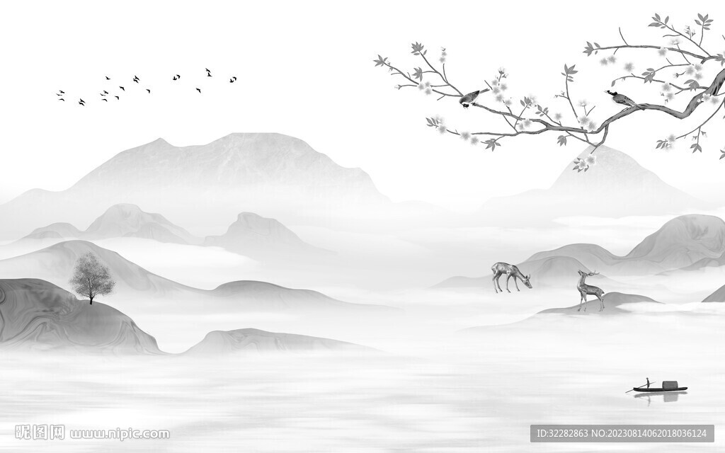 高清 淡雅灰山水畫(huà) 灰色山水畫(huà)