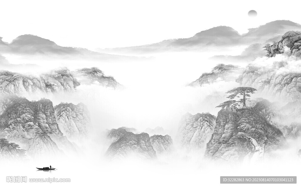 極簡(jiǎn) 現(xiàn)代灰山水畫 TIF分層