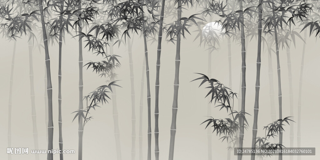 意境水墨竹子背景墻